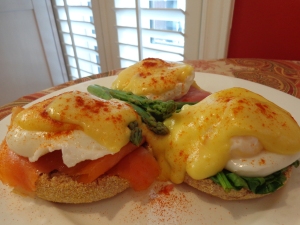 L to R: Eggs Royale, Benedict and Florentine